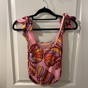Free People shoulder patterned tie top size S